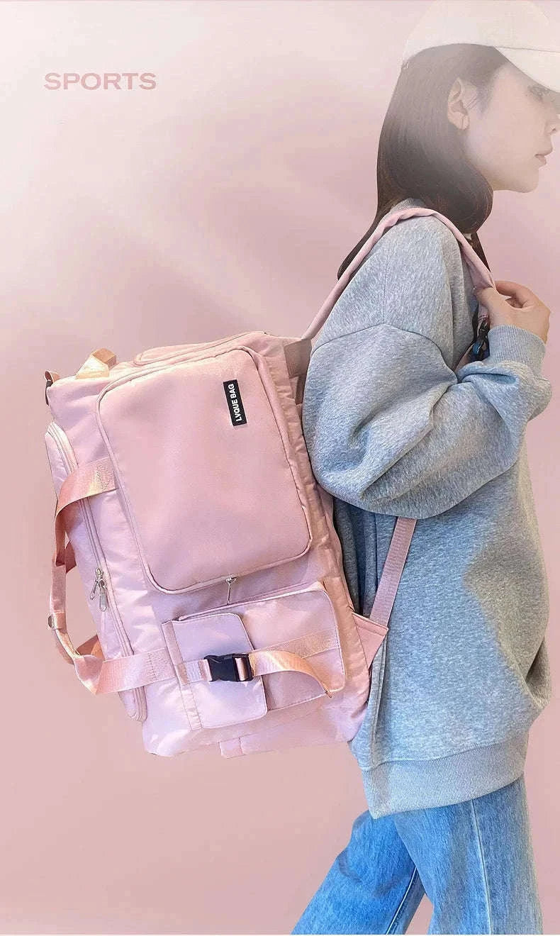 Fitness Duffel Bag for Women with Shoe and Wet Pockets-GN
