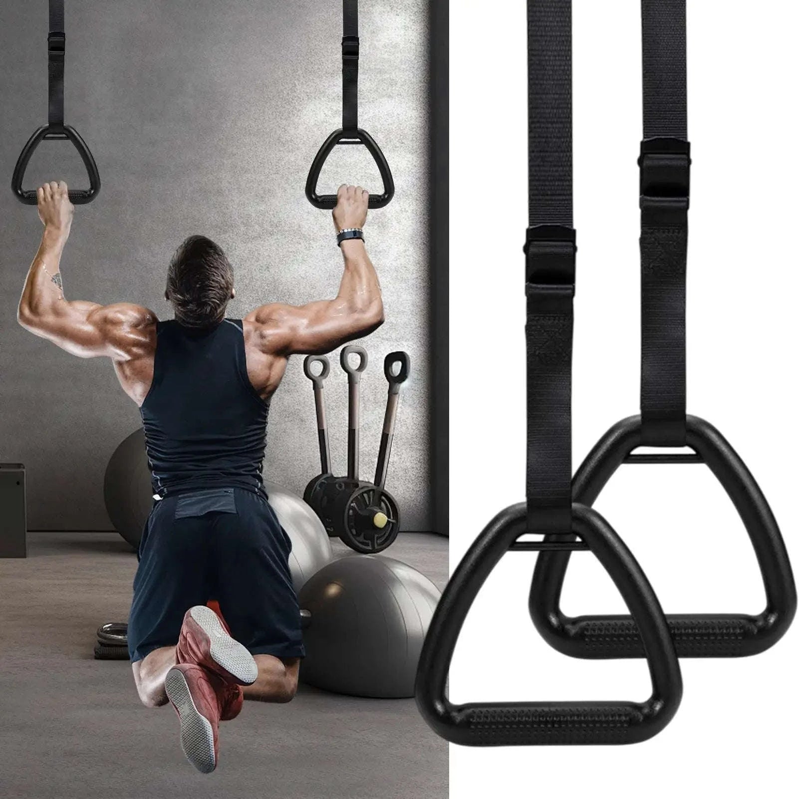 Fitness Gymnastic Rings With Adjustable Straps for Strength Training-1M