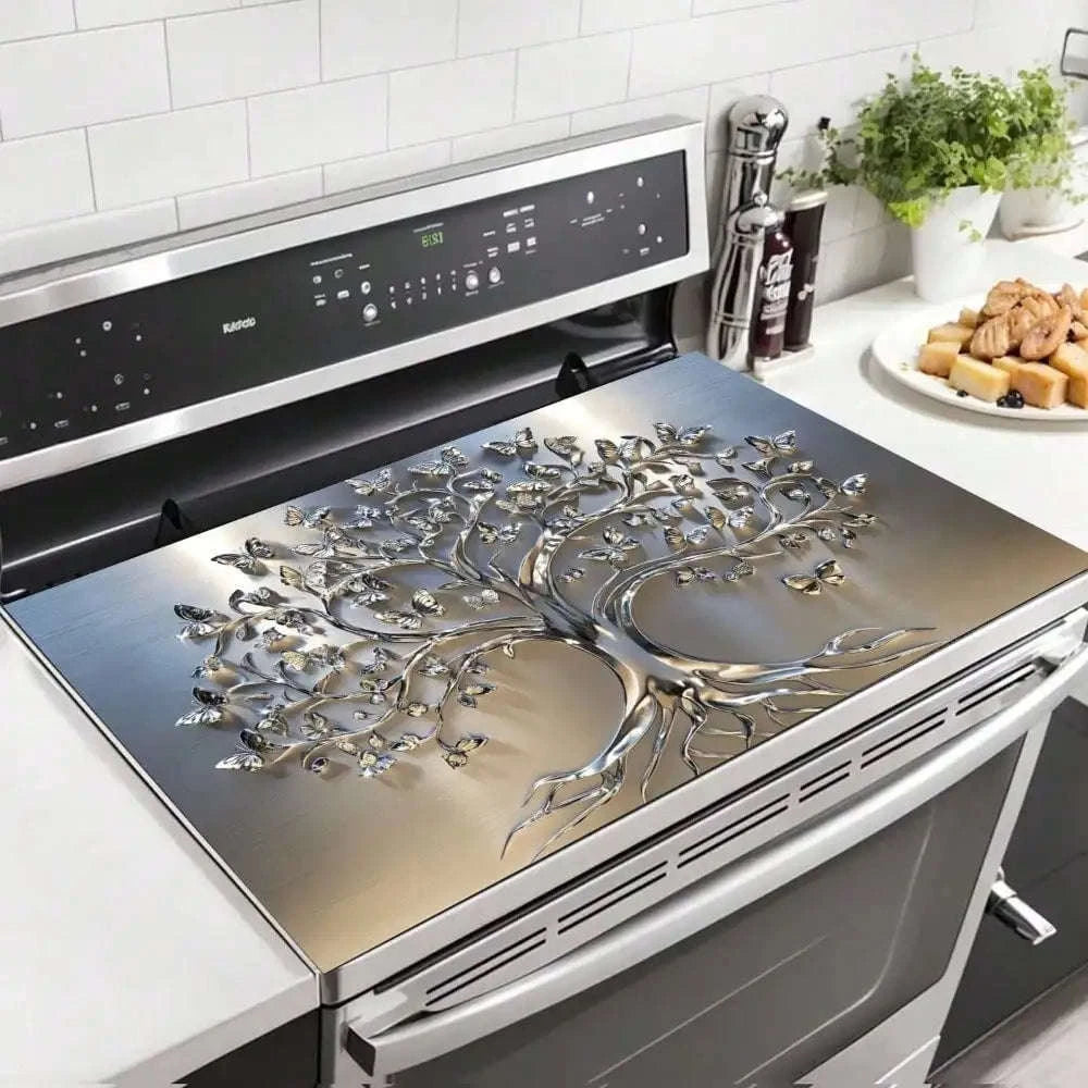 Flat Stove Cover Mat with Tree Design Rubber Kitchen Protector-1pc-B / United States