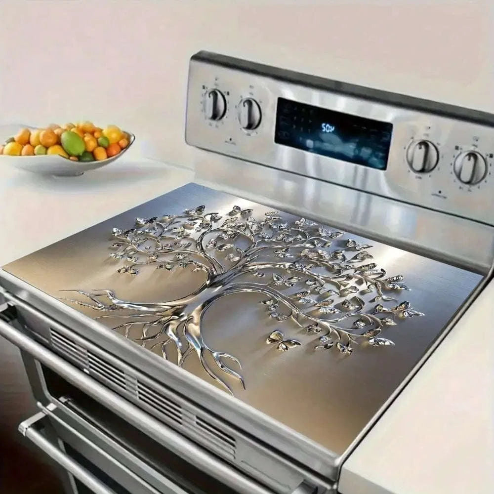Flat Stove Cover Mat with Tree Design Rubber Kitchen Protector-1pc-B / United States