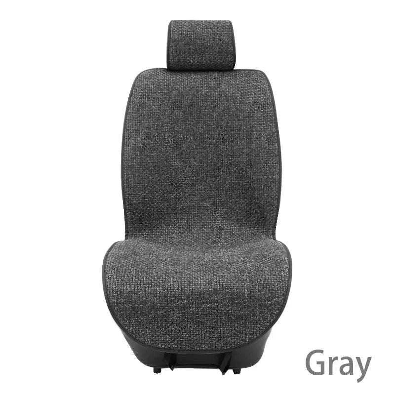 Flax Car Seat Cover Breathable Sweatproof Linen Cushion with Backrest Pad-1PC Rear Coffee