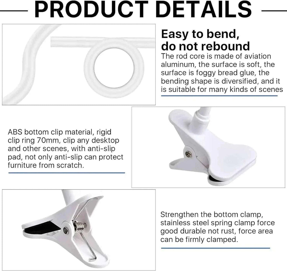 Flexible Baby Monitor Clip Stand for 1/4 Inch Screw Devices-Black - 25cm