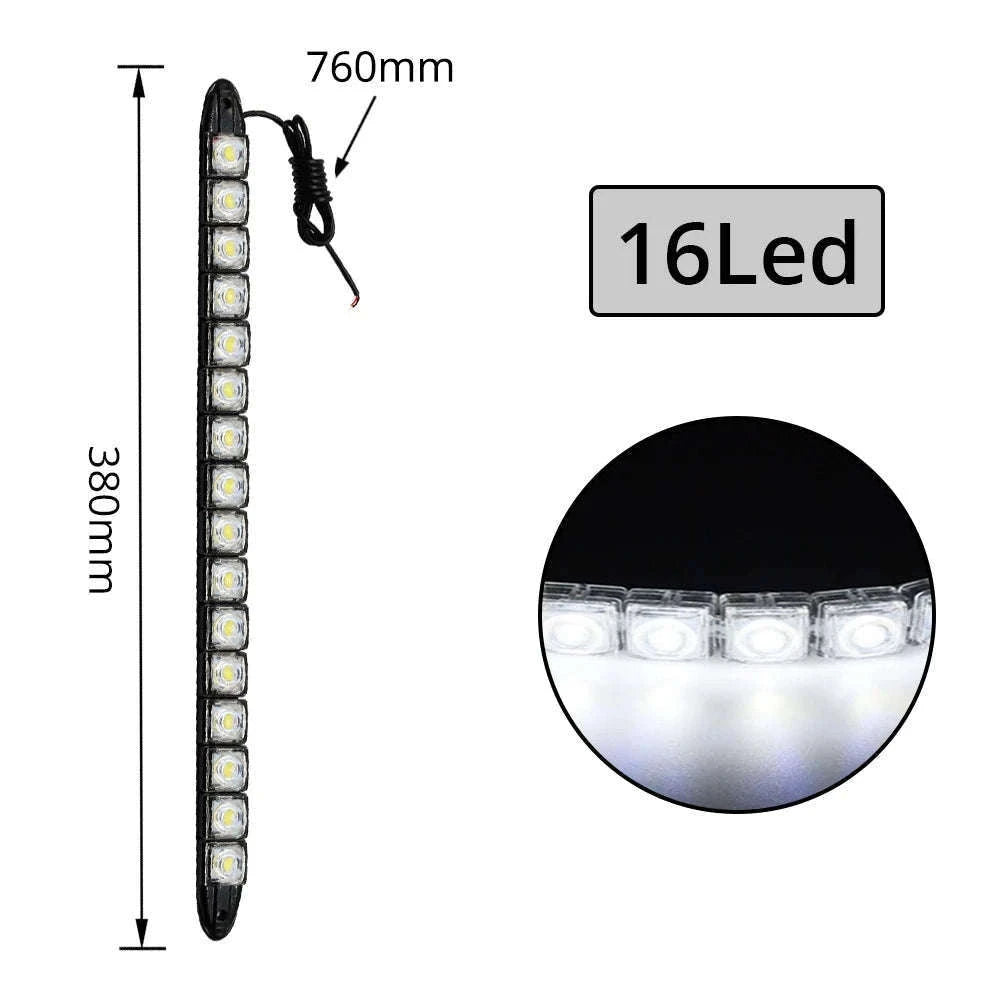 Flexible Daytime Running Lights 12V White 2pcs-2X 12Led White Led