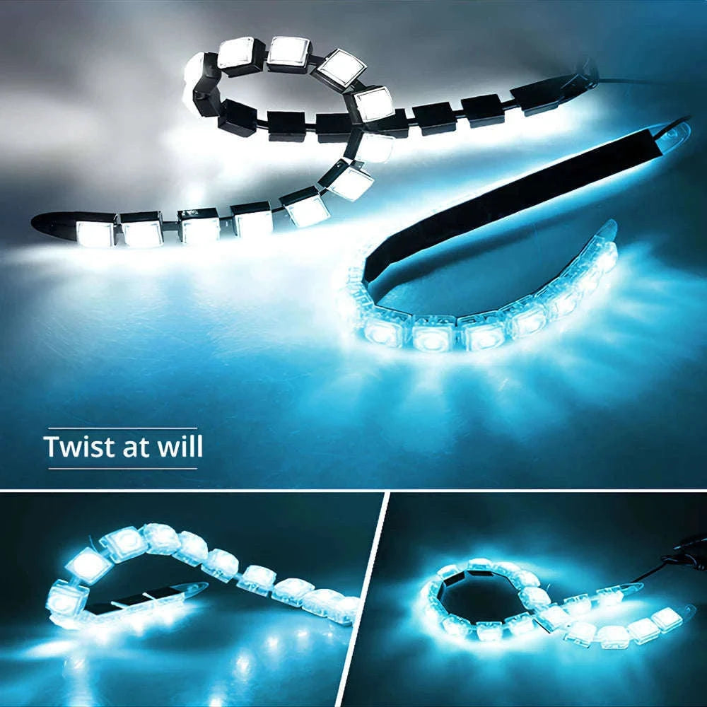Flexible Daytime Running Lights 12V White 2pcs-2X 12Led White Led