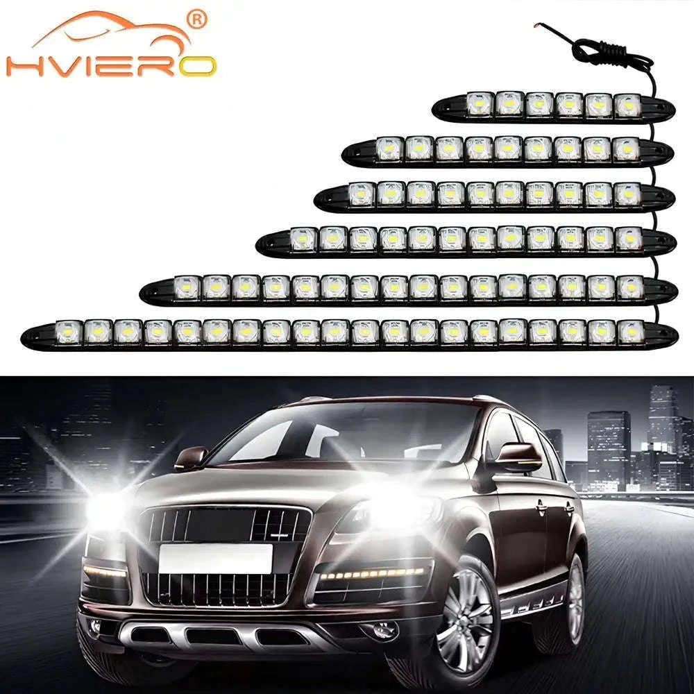 Flexible Daytime Running Lights 12V White 2pcs-2X 12Led White Led