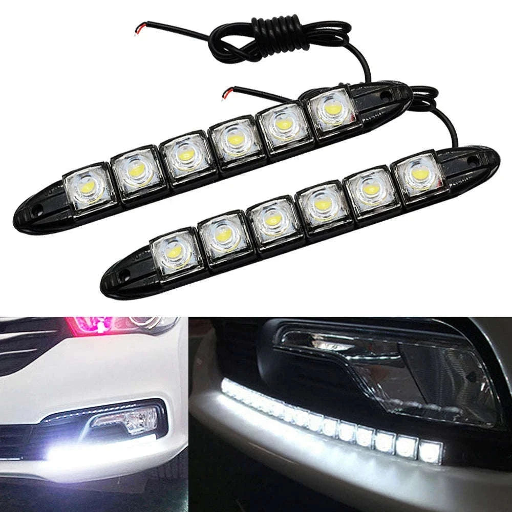 Flexible Daytime Running Lights 12V White 2pcs-2X 12Led White Led