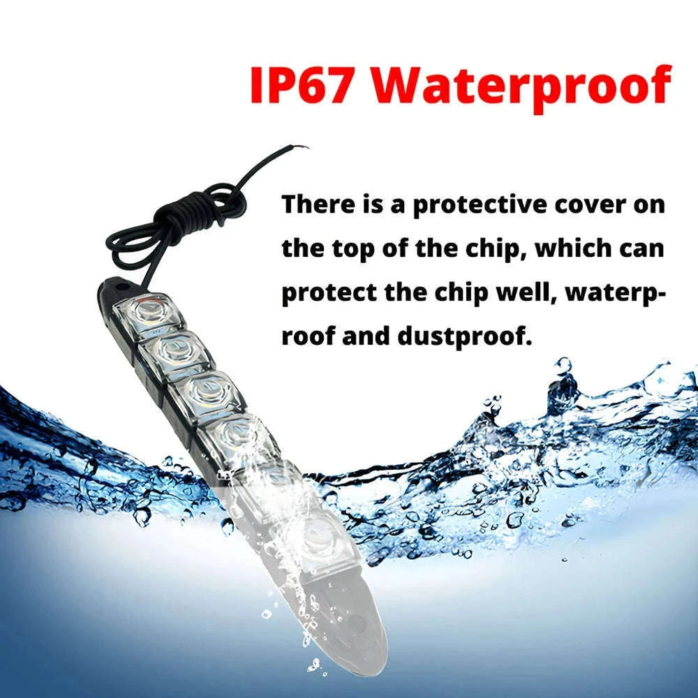 Flexible Daytime Running Lights 12V White 2pcs-2X 12Led White Led