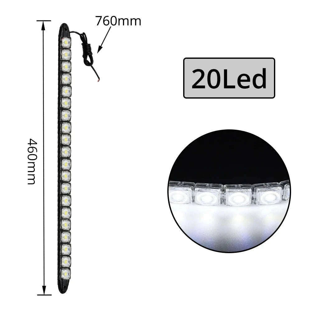 Flexible Daytime Running Lights 12V White 2pcs-2X 12Led White Led