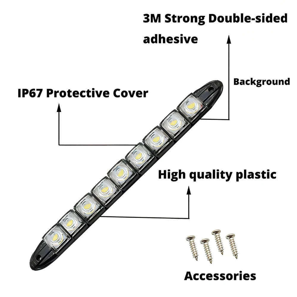 Flexible Daytime Running Lights 12V White 2pcs-2X 12Led White Led