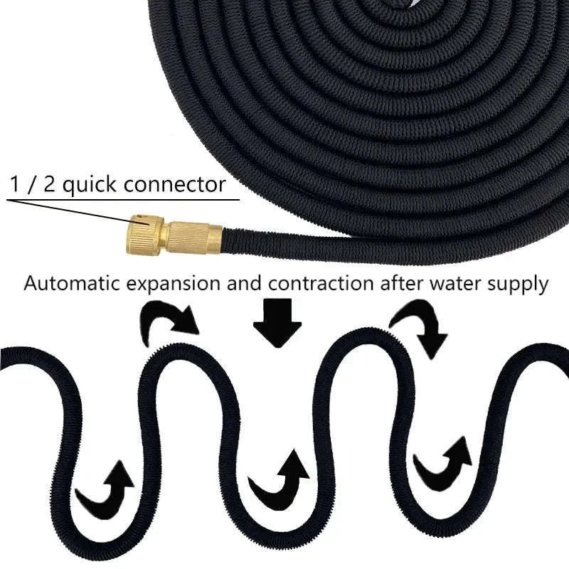 Flexible Garden Hose with High-Pressure Nozzle-lake blue / 1/2'' / 75ft