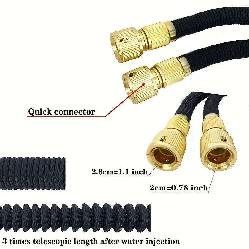 Flexible Garden Hose with High-Pressure Nozzle-lake blue / 1/2'' / 75ft