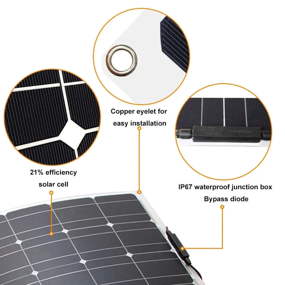 Flexible Solar Panel Kit 100W–300W for Off-Grid Power-ETFE 100W panel / CHINA