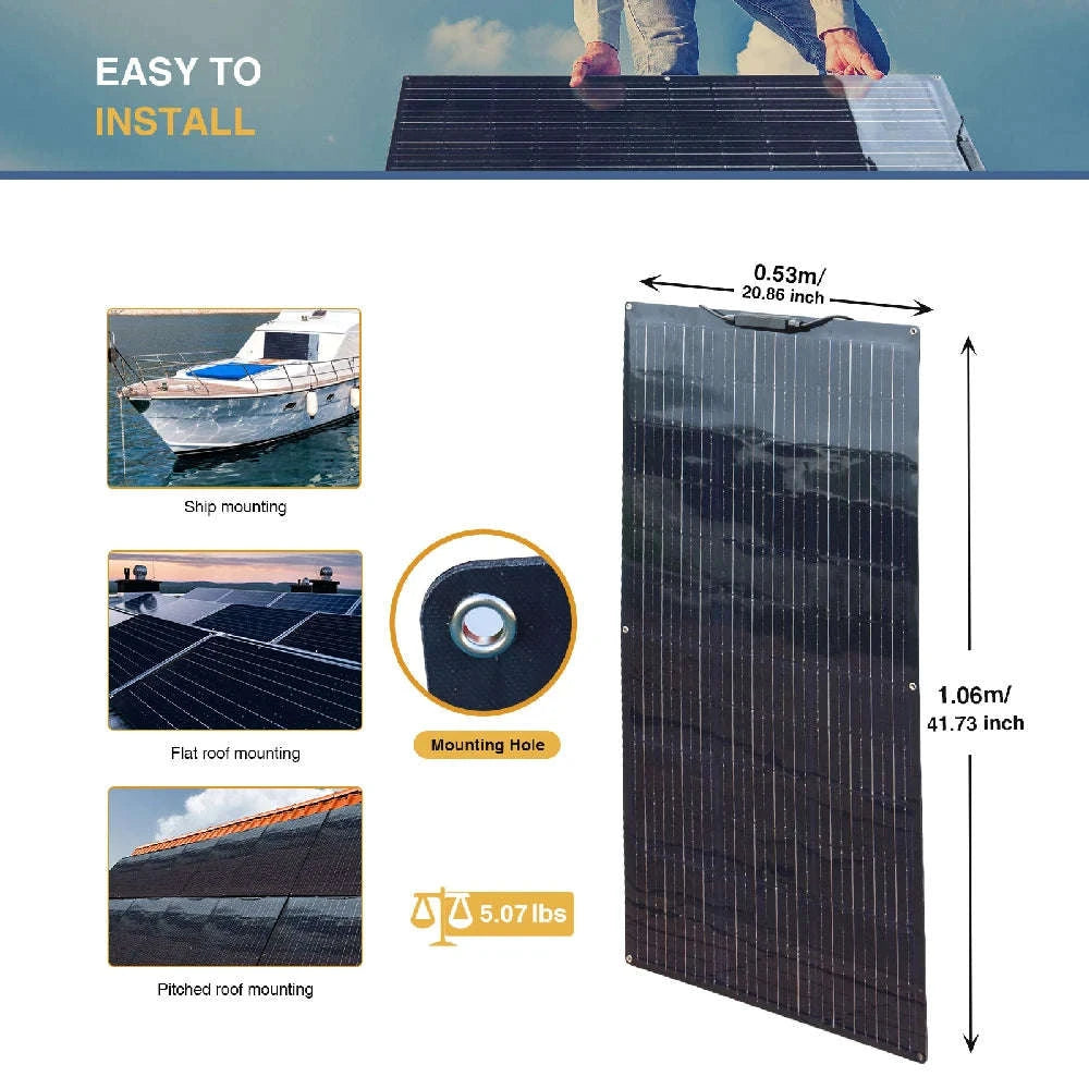 Flexible Solar Panel Kit for 12V 24V Battery-2pcs 100w only / China Mainland