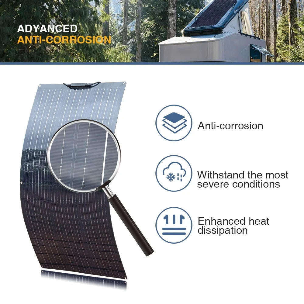 Flexible Solar Panel Kit for 12V 24V Battery-2pcs 100w only / China Mainland