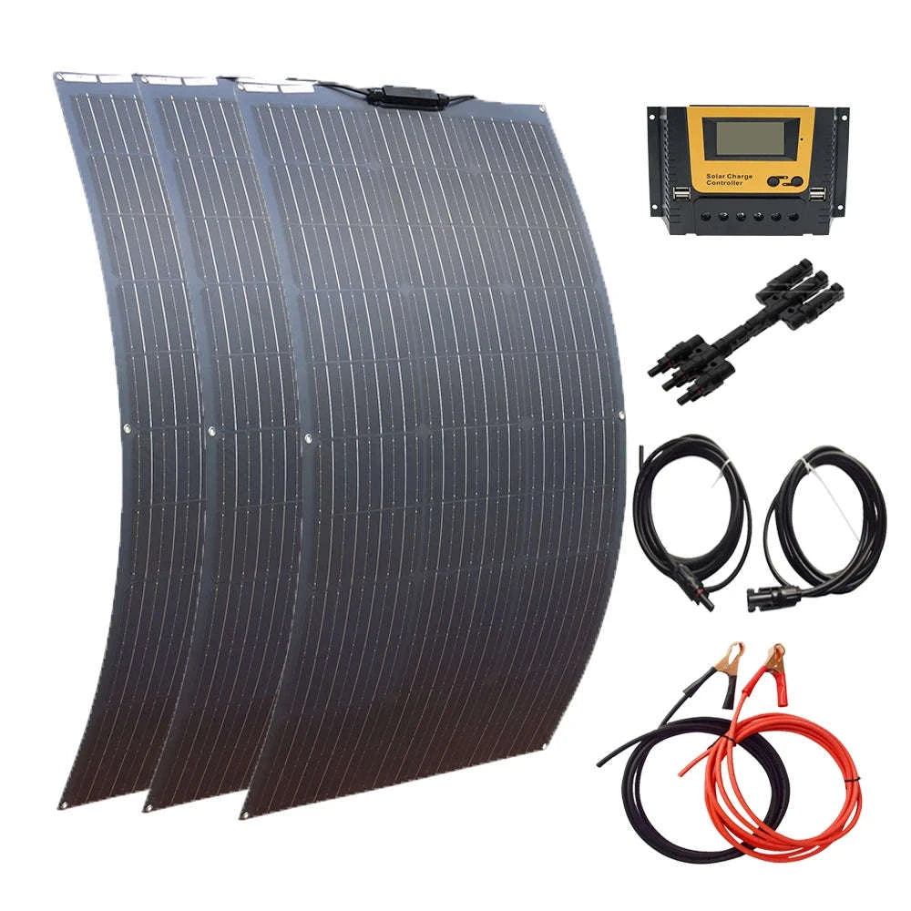 Flexible Solar Panel Kit for 12V 24V Battery-2pcs 100w only / China Mainland