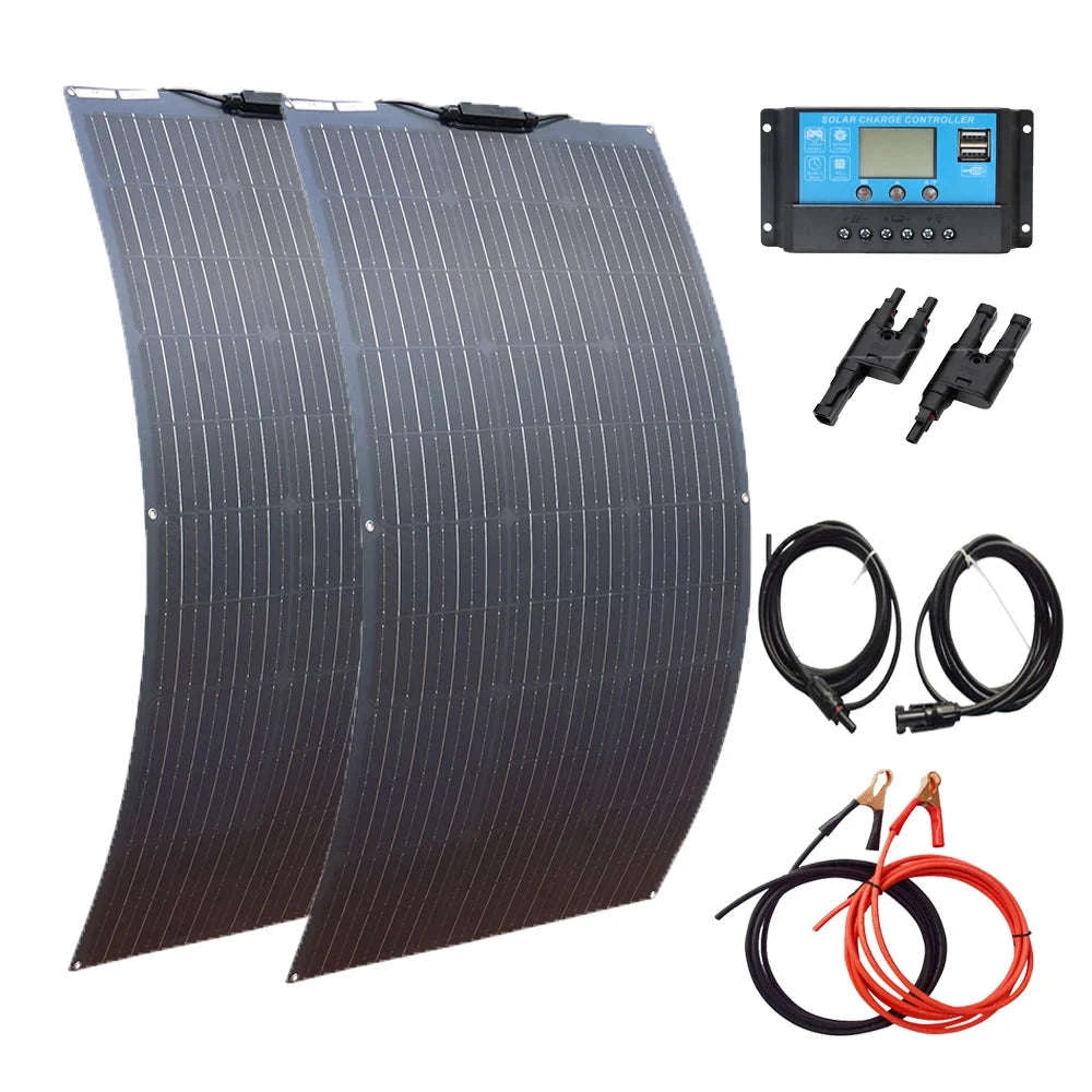 Flexible Solar Panel Kit for 12V 24V Battery-2pcs 100w only / China Mainland