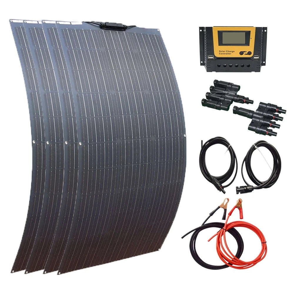 Flexible Solar Panel Kit for 12V 24V Battery-2pcs 100w only / China Mainland
