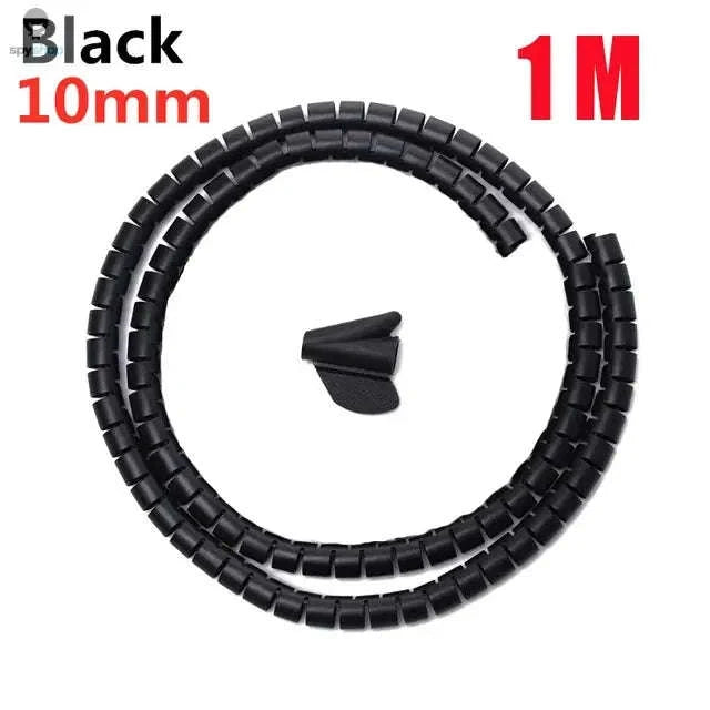 Flexible Spiral Cable Protector – Adjustable Sleeve for Clean Cable Management-10mmx2m Black