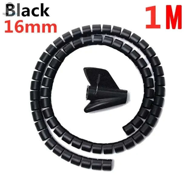 Flexible Spiral Cable Protector – Adjustable Sleeve for Clean Cable Management-10mmx2m Black