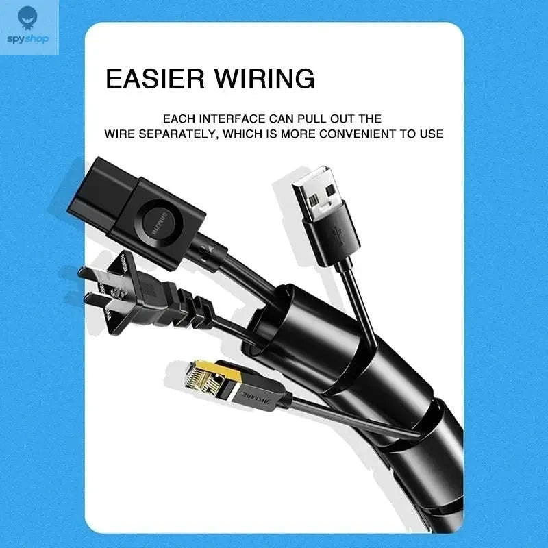 Flexible Spiral Cable Protector – Adjustable Sleeve for Clean Cable Management-10mmx2m Black