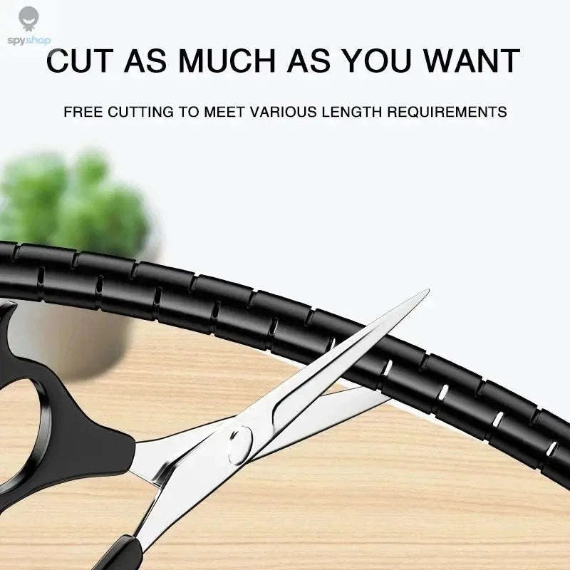 Flexible Spiral Cable Protector – Adjustable Sleeve for Clean Cable Management-10mmx2m Black
