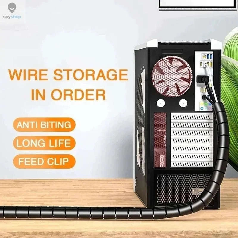 Flexible Spiral Cable Protector for Neat, Organized Cords-10mmx2m Black