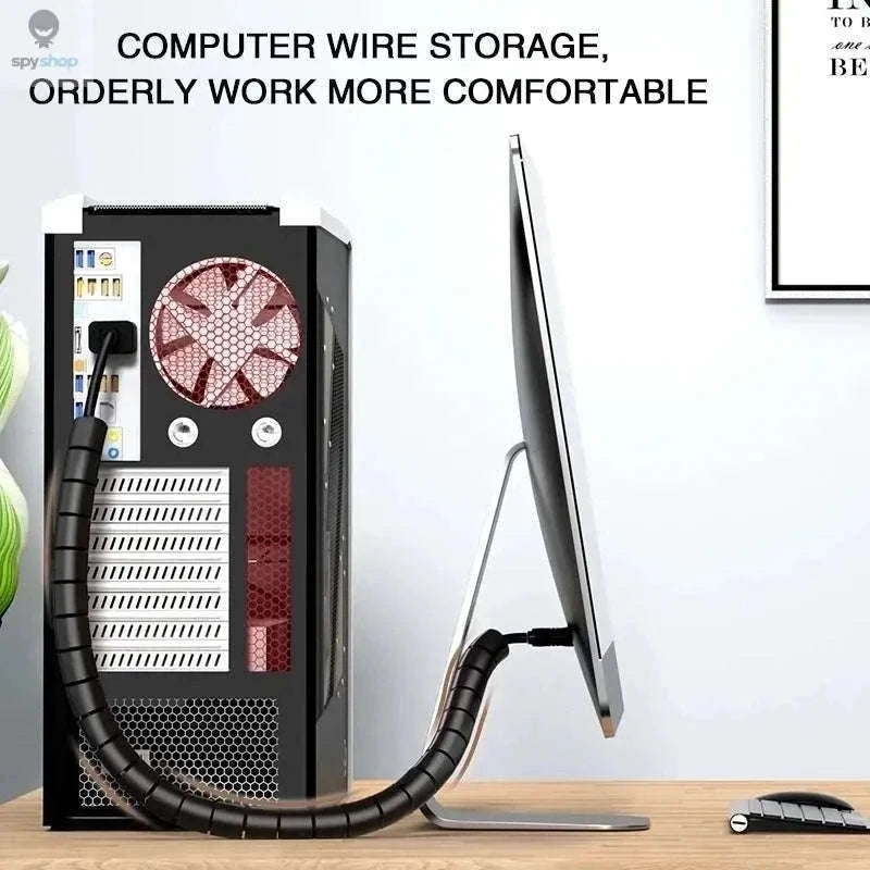 Flexible Spiral Cable Protector for Neat, Organized Cords-10mmx2m Black