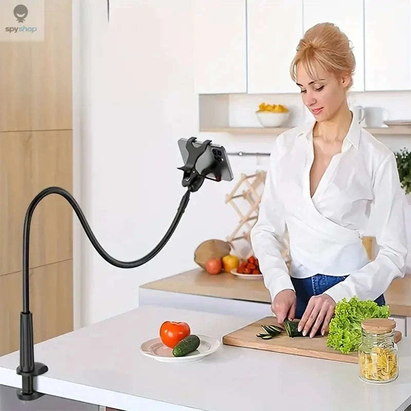 FlexiView Gooseneck Phone Holder – Flexible Arm, Strong Clamp, Hands‑Free Viewing-white