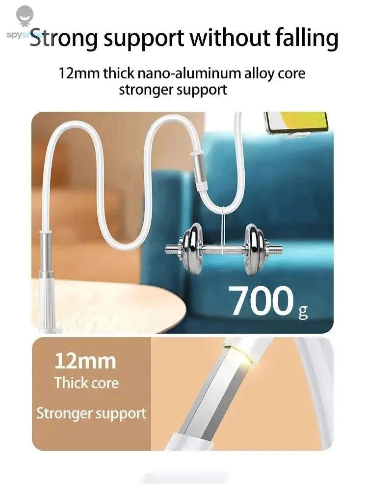 FlexiView Gooseneck Phone Holder – Flexible Arm, Strong Clamp, Hands‑Free Viewing-white