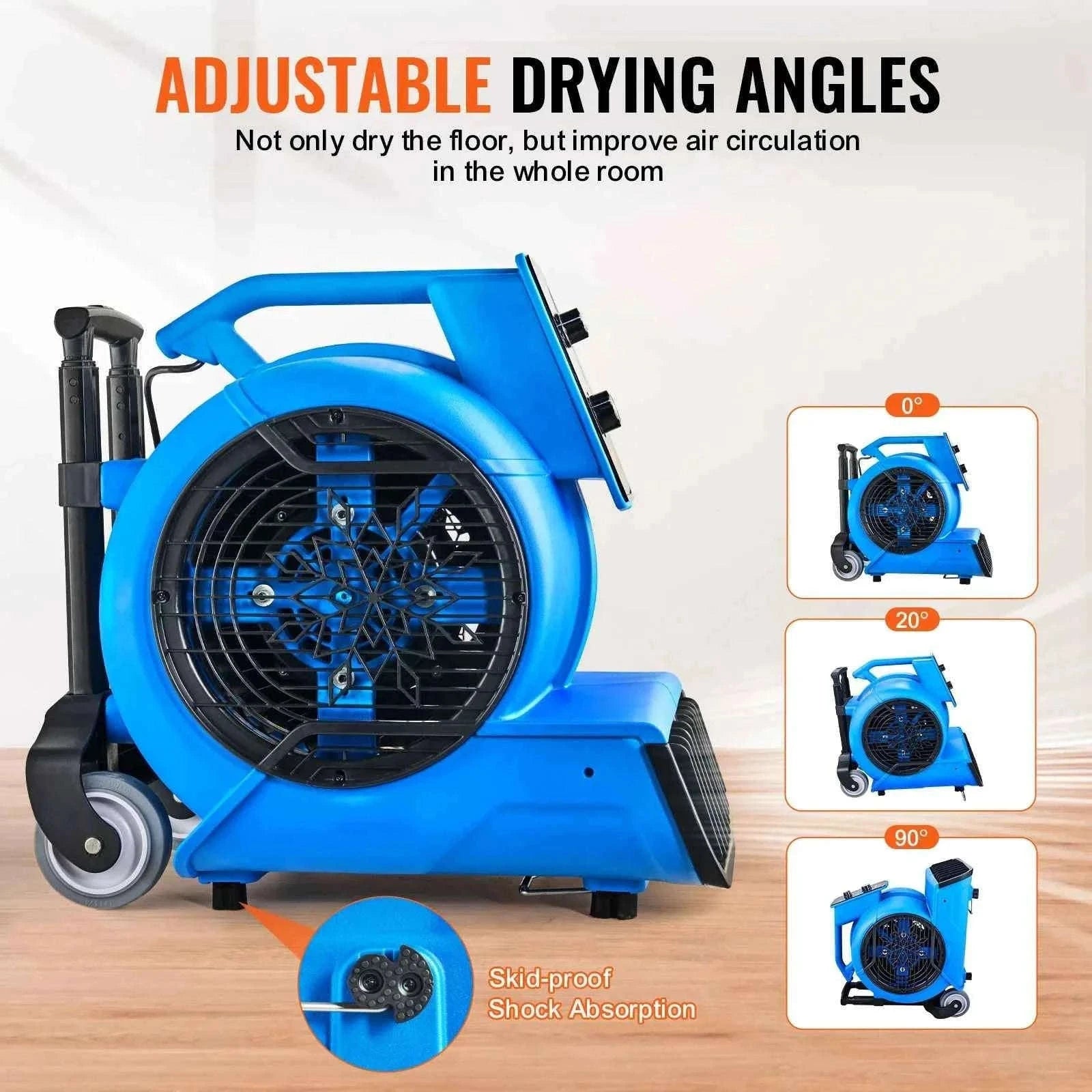 Floor Blower 1400 RPM 4000 CFM Air Mover for Drying and Cooling-1300 RPM / france