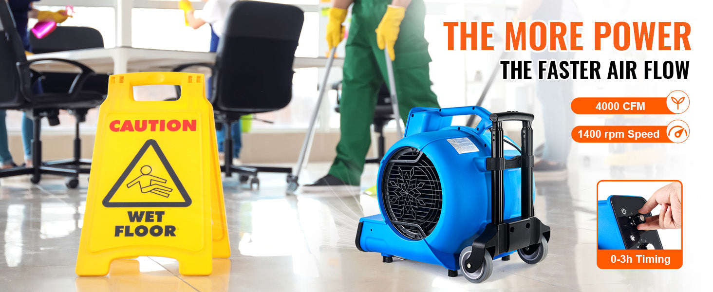 Floor Blower 1400 RPM 4000 CFM Air Mover for Drying and Cooling-1300 RPM / france