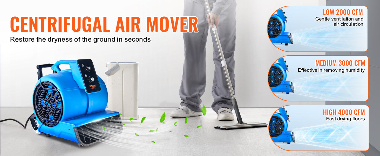 Floor Blower 1400 RPM 4000 CFM Air Mover for Drying and Cooling