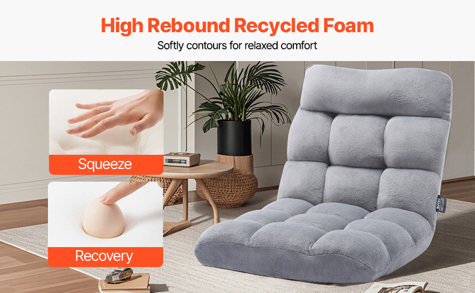Chaise de sol réglable avec dossier, canapé en mousse pliable