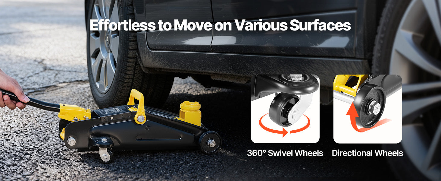 Low Profile Floor Jack with Stands, Steel Hydraulic Car Lift