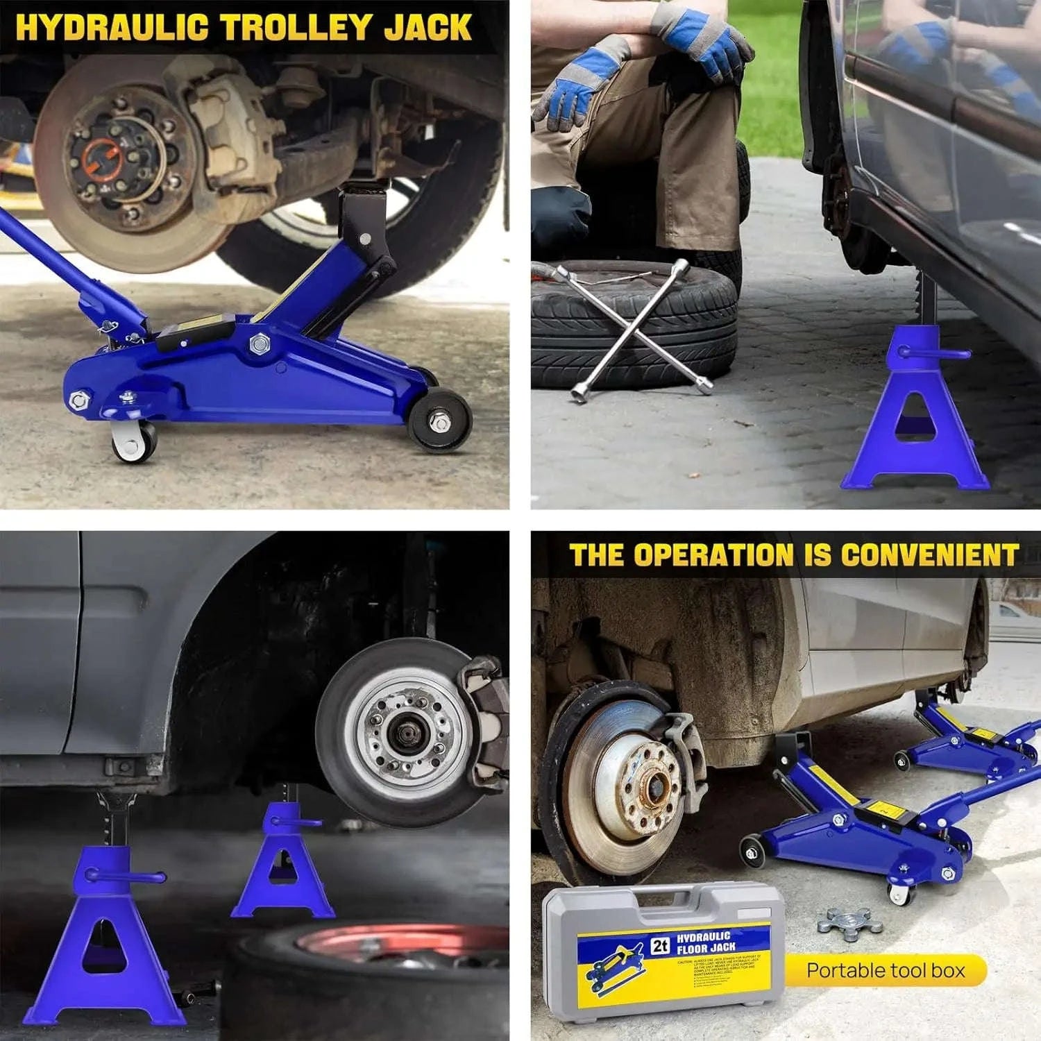 Floor Jack and Stand Combo Set-Blue / UNITED KINGDOM