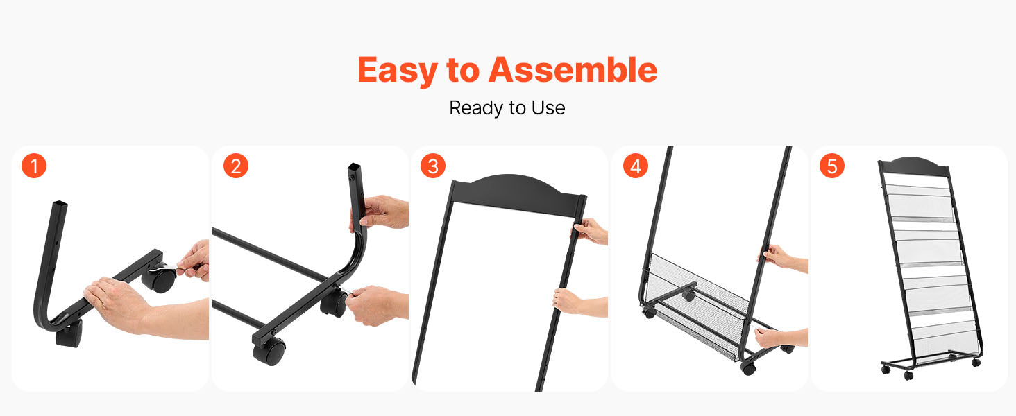 SucceBuy Brochure Display Rack Magazine Literature Display Stand Movable Floor Standing Magazine Rack Newspaper Catalog Holders