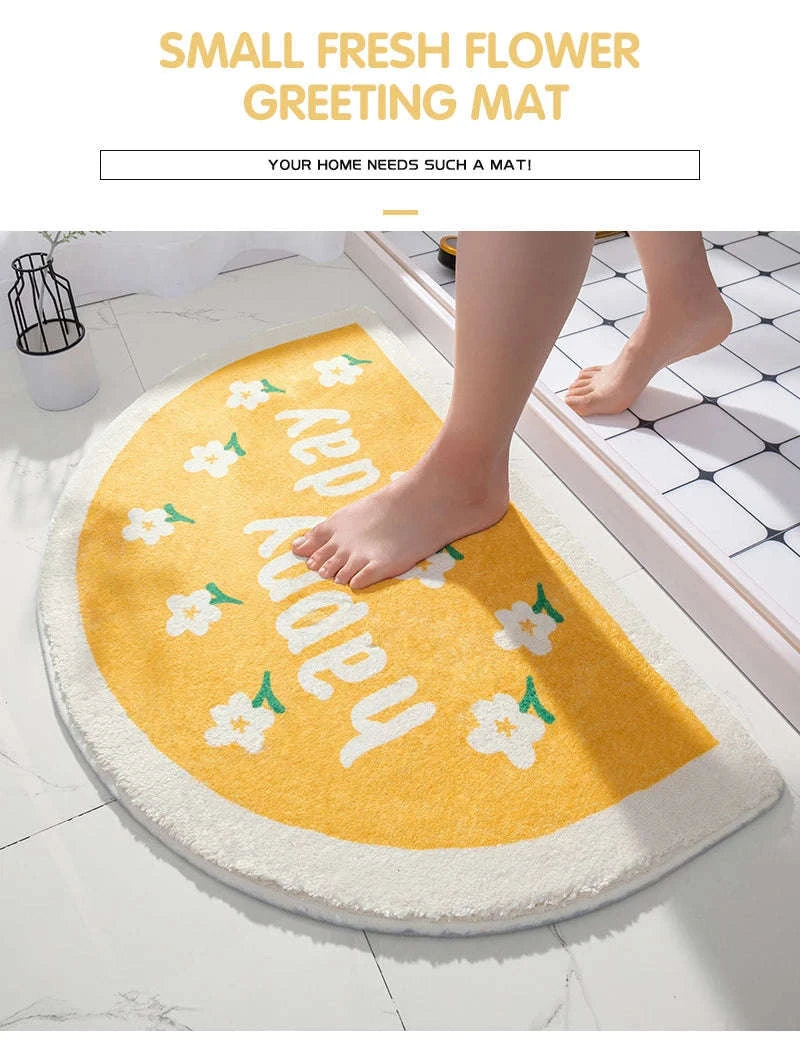 Floral Floor Mat – Text Flowers Design-Spring flowers bloom / 40cmx60cm