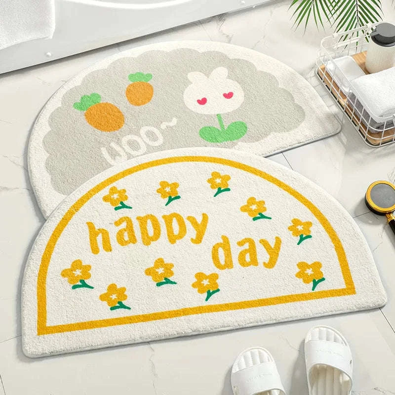 Floral Floor Mat – Text Flowers Design-Spring flowers bloom / 40cmx60cm