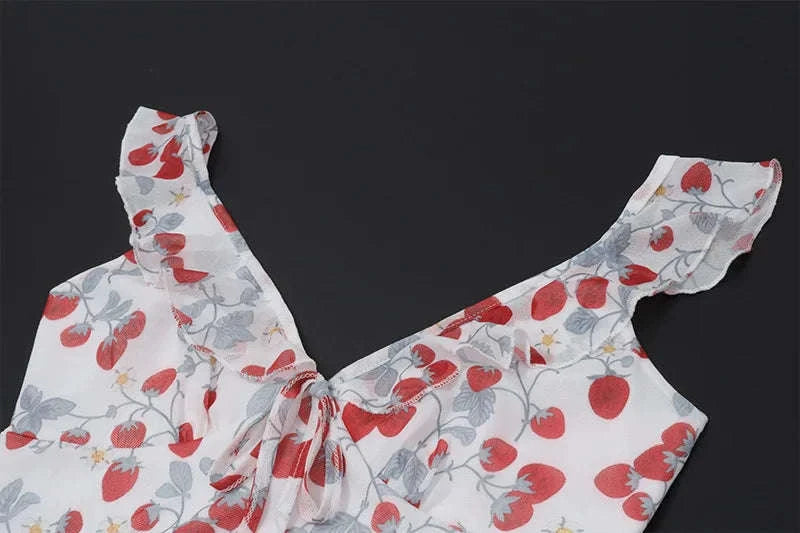 Floral Maxi Dress – Plunge Backless Summer Dress-red / M