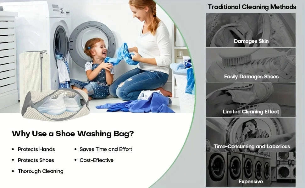 Fluffy Fiber 360° Surround Cleaning Shoe Washing Bag-WHITE 1pc