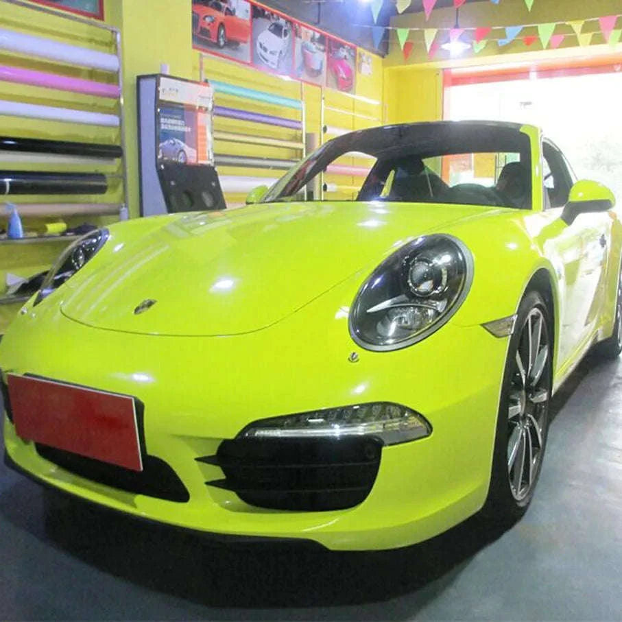 Fluorescent Yellow Glossy Vinyl Wrap Film-PINK / 30CM X 152CM