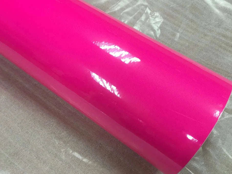 Fluorescent Yellow Glossy Vinyl Wrap Film-PINK / 30CM X 152CM
