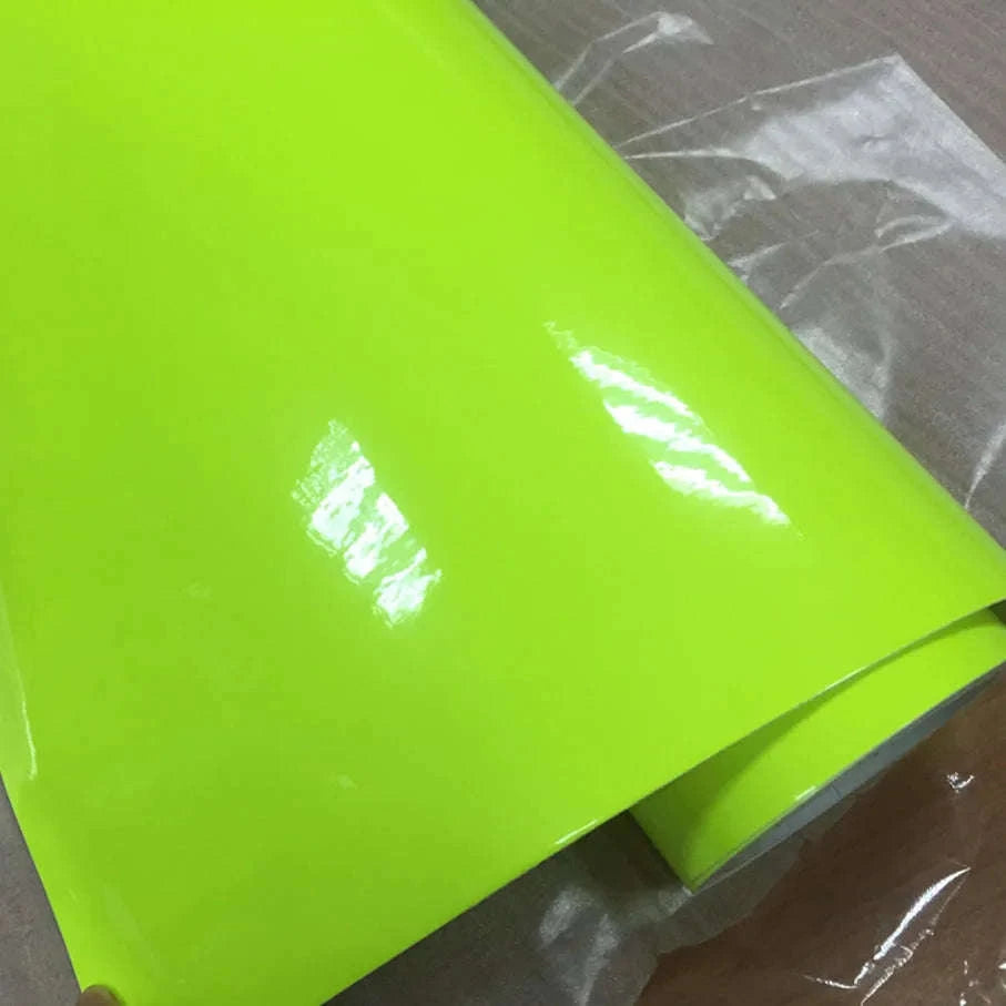 Fluorescent Yellow Glossy Vinyl Wrap Film-PINK / 30CM X 152CM