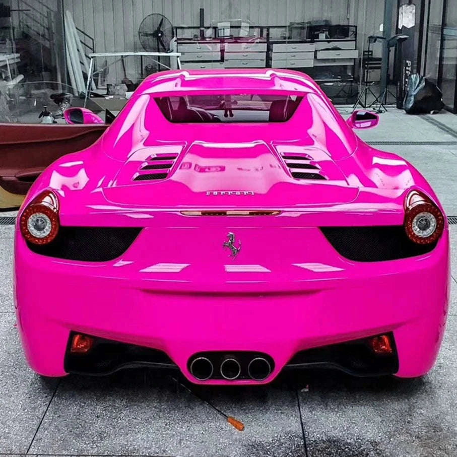 Fluorescent Yellow Glossy Vinyl Wrap Film-PINK / 30CM X 152CM