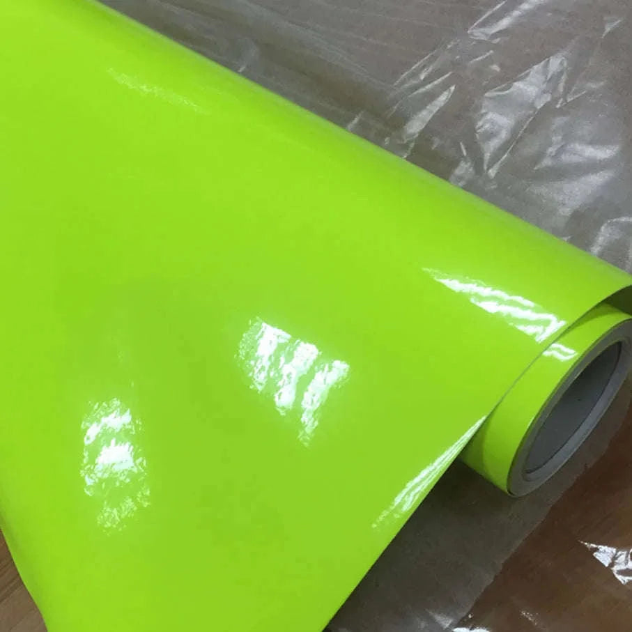 Fluorescent Yellow Glossy Vinyl Wrap Film-PINK / 30CM X 152CM