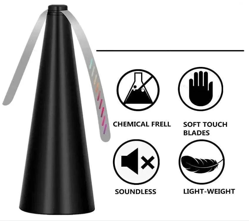 Fly Fan for Tables with Soft Blades, Quiet Airflow for Meals-black-battery
