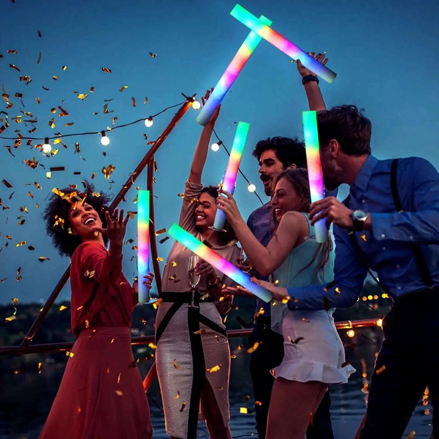 Foam Glow Sticks 30-Pack LED Flashing Batons-30Pcs MIX COLOR