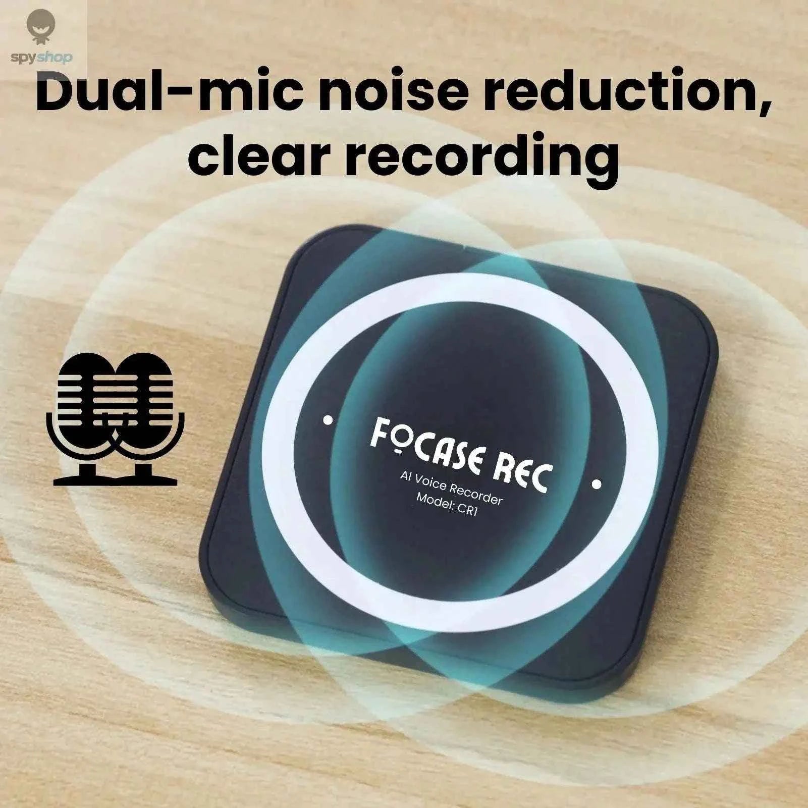 FoCase Rec CR1 AI Voice Recorder with Dual Mic Clarity, 64GB