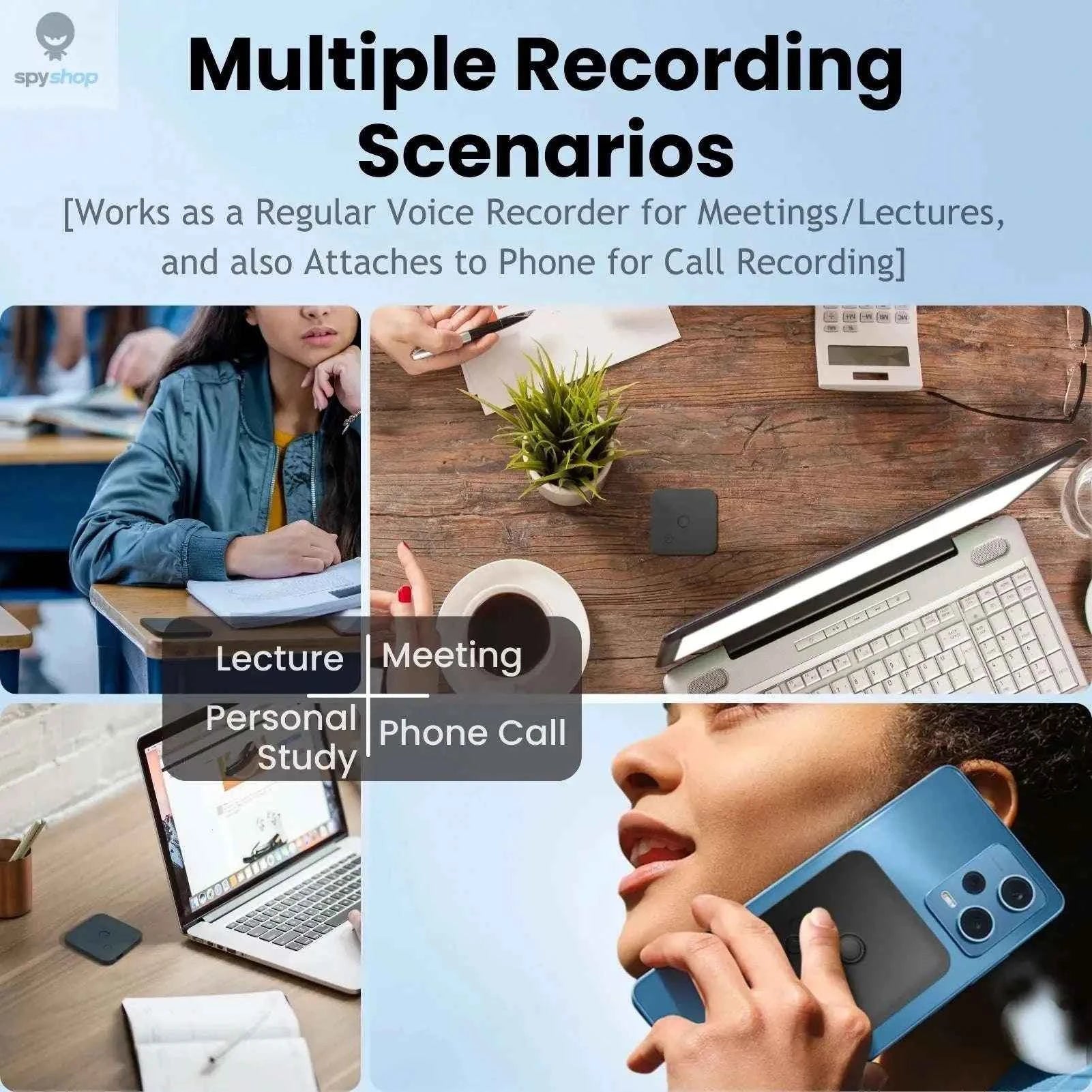 FoCase Rec CR1 AI Voice Recorder with Dual Mic Clarity, 64GB