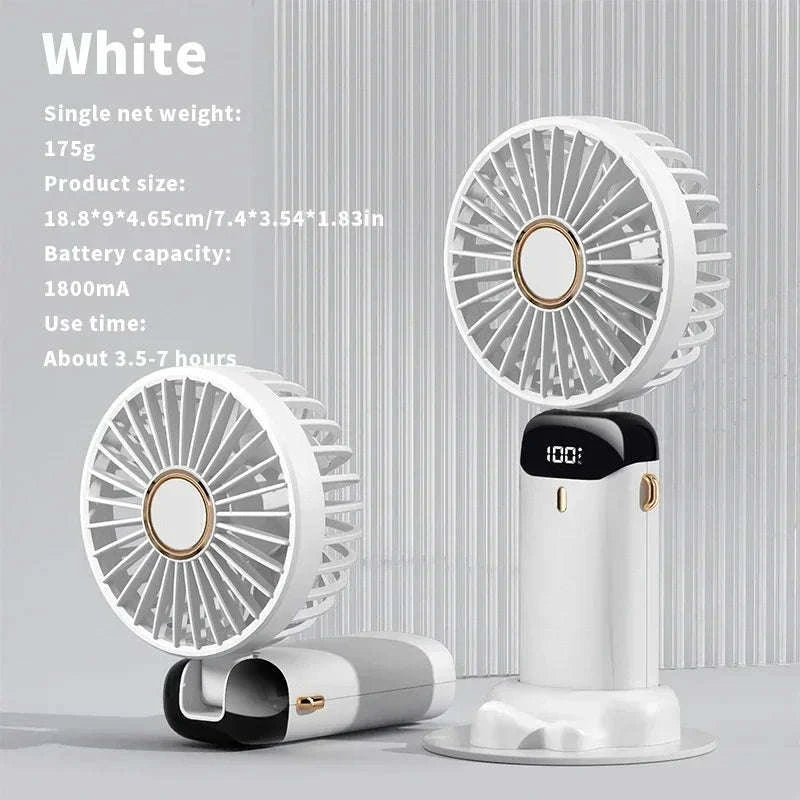 Foldable 5-Speed Handheld Mini Fan with LED Display-DEEP BLUE / United States